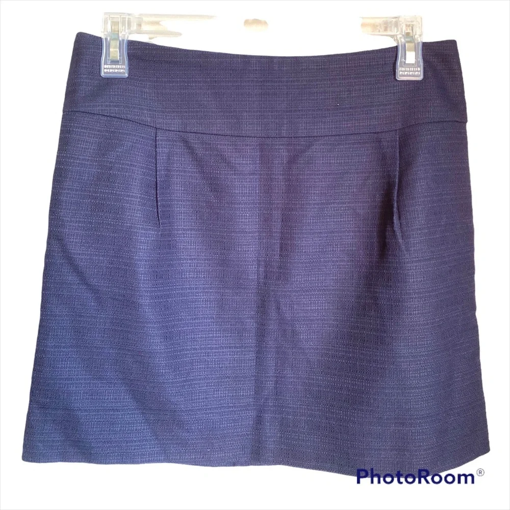 J. Crew Preppy Navy Blue Pencil Style Mini Skirt Size 2 100% Cotton